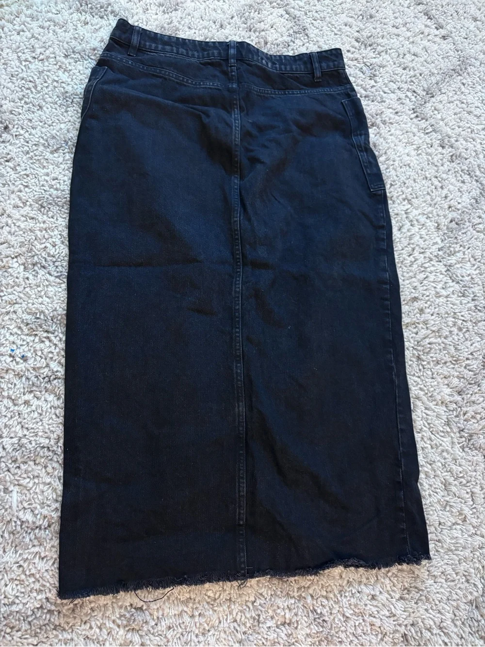 Zara High-Waist Black Denim Maxi Skirt with Front Slit